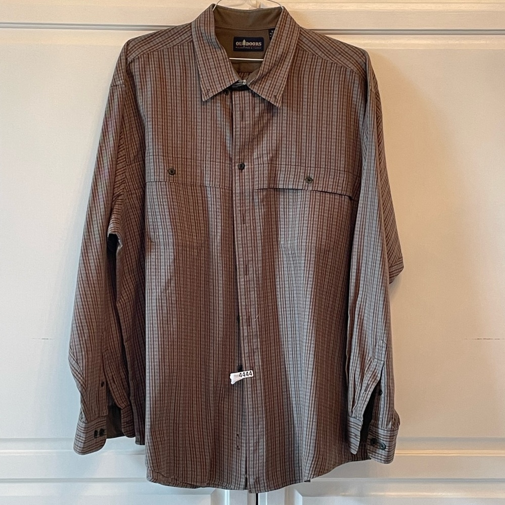 Outdoors Roundtree & York XXLarge Brown Long Sleeve Button Down Mens Shirt
